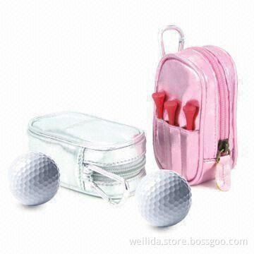 Shiny PU Leather Golf Ball Bag, Measuring 5.5 x 4 x 10.5cm, Customized Logos Welcomed